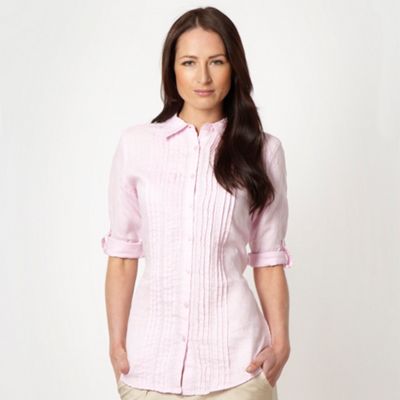 Pink linen three quarter sleeved shirt                                                                                          