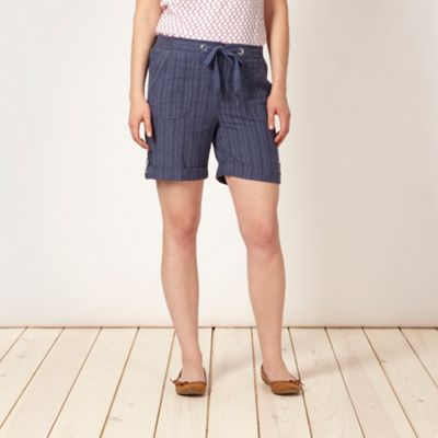 Blue striped linen blend shorts                                                                                                 