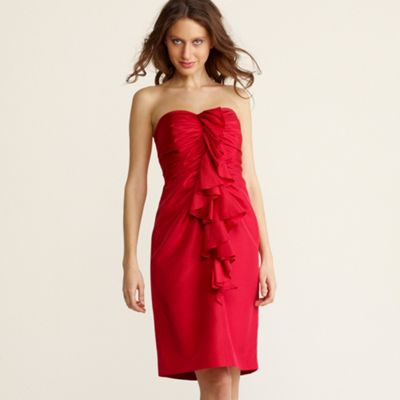 Ben de Lisi Red shantung ruffle front dress