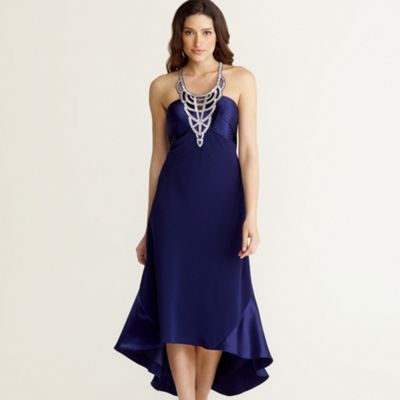 Midnight blue beaded cocktail dress