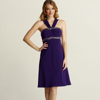 Purple embellished baby doll dress