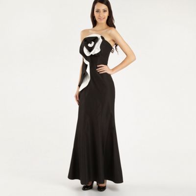 £140 Black maxi dress with shaped centre floral design