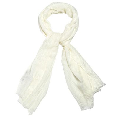 Cream crinkled woven scarf