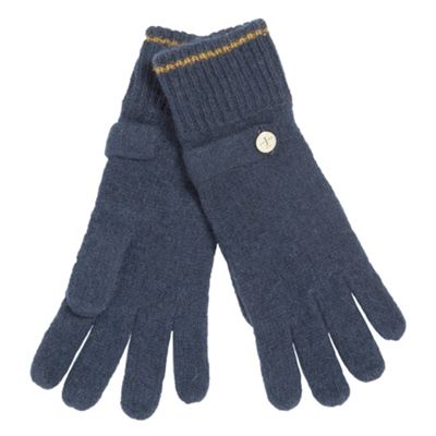 Navy button tab gloves