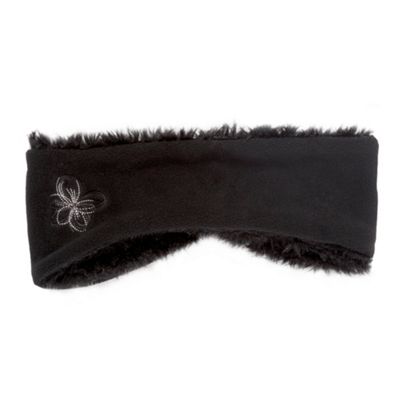 Black embroidered fleece headband