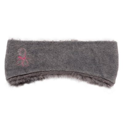 Grey embroidered fleece headband