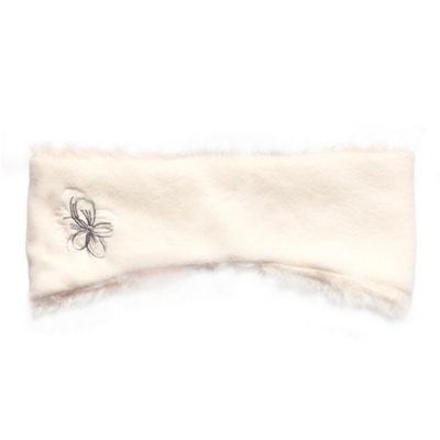 Cream embroidered fleece headband