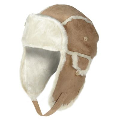 Natural suedette aviator hat