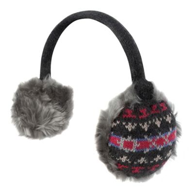 Dark grey fairisle knit ear muffs