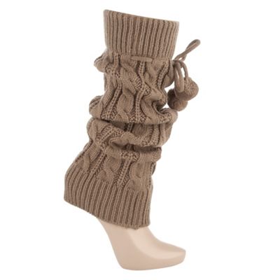 Light brown cable knit leg warmer