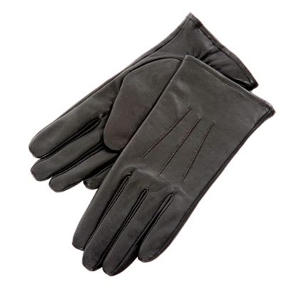 Black Three Point Leather Gloves                                                                                                