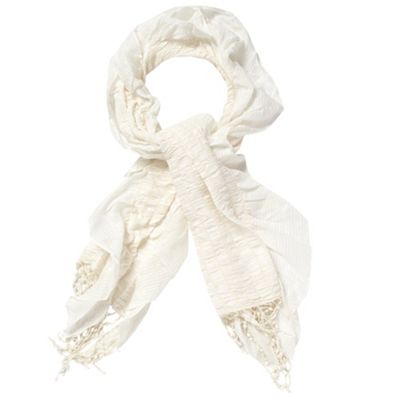 Cream lurex ruffle scarf