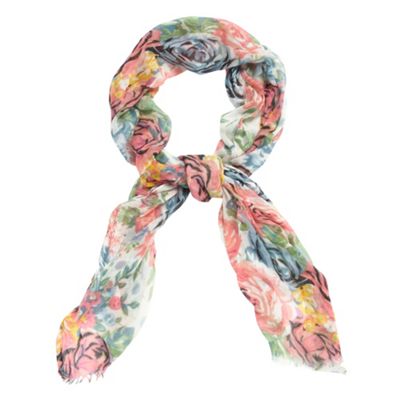 White rose print scarf
