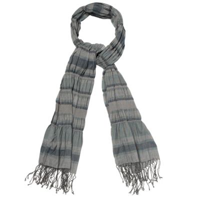 Turquoise ruched and striped scarf