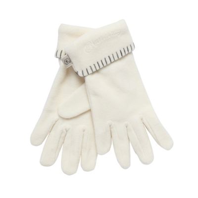 Cream Roll Cuff Fleece Gloves