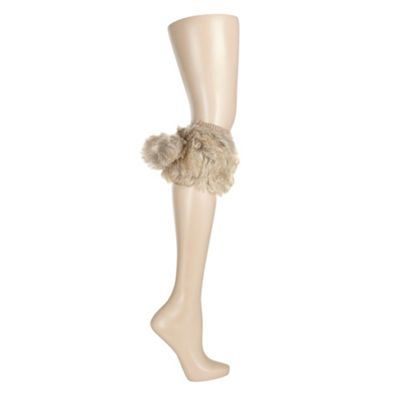 Natural faux fur boot cuff leg warmers