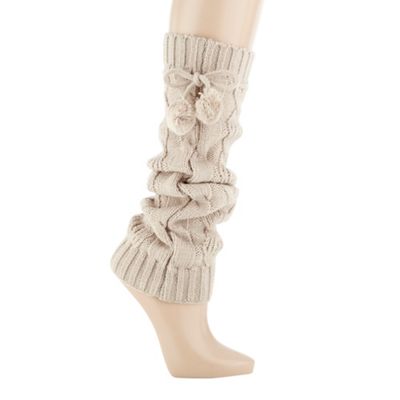 Natural cable knitted leg warmers