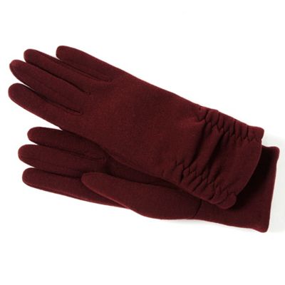 Dark Red Ruched Cuff Gloves