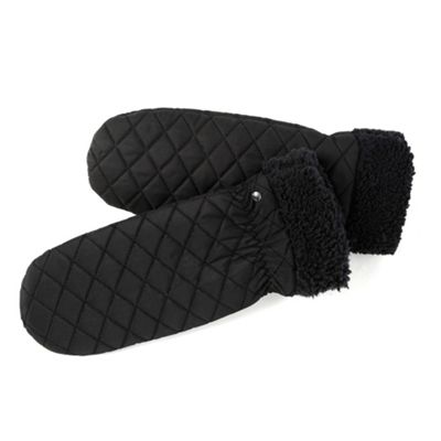 Black quilted shirpa cuff mittens                                                                                               