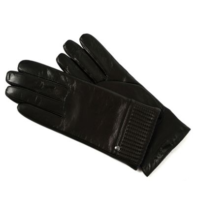 Black pleated gloves with cashmere lining