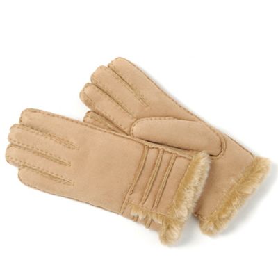 Natural stitch mock fur trim gloves                                                                                             