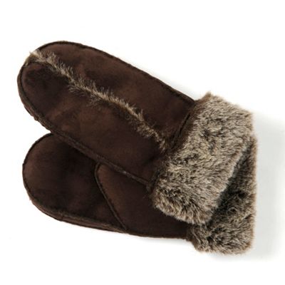 Chocolate brown trim mittens                                                                                                    