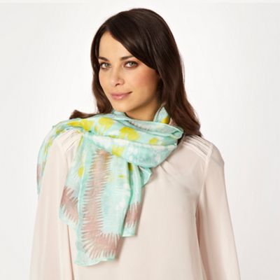 Designer Pale Green Floral Square Scarf                                                                                         