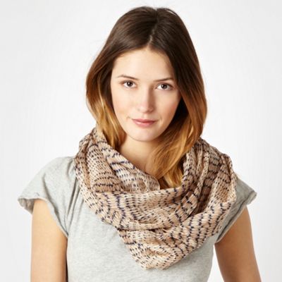 Natural Broken Striped Silk Snood                                                                                               