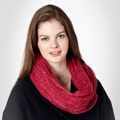 Pink Metallic Loose Knitted Snood