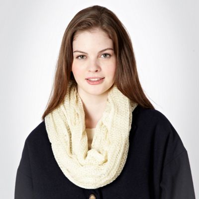 Cream Metallic Loose Knitted Snood