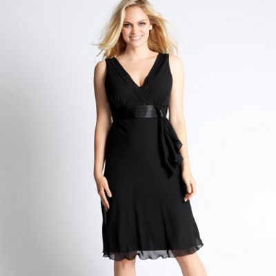 Petite Collection Petite black satin trim dress