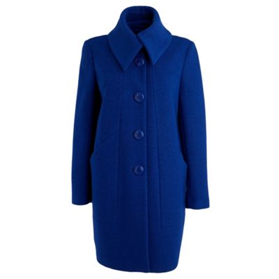 Blue textured cocoon coat