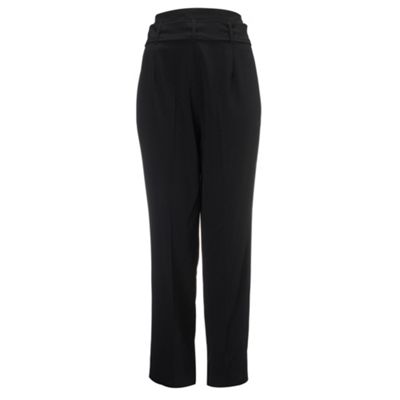 Collection Black belted peg leg trousers