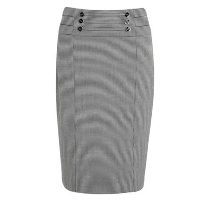 Black dogstooth military skirt