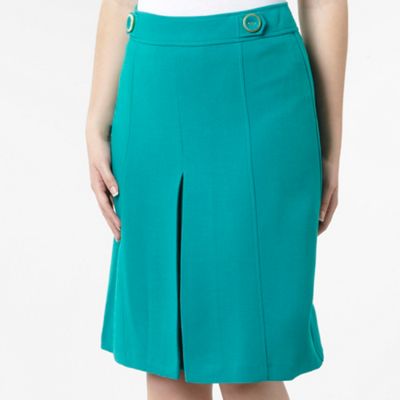 Green inverted pleat crepe skirt