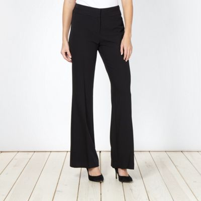 Petite black smart flat front trousers