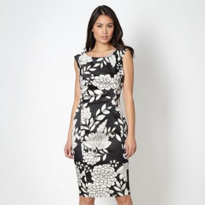 Black japanese floral print dress                                                                                               