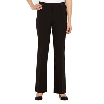 Petite black button tab suit trousers