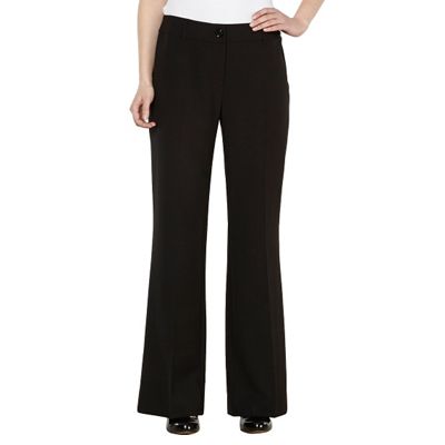 Petite black straight leg long trousers