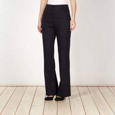 Petite navy plain linen blend trousers