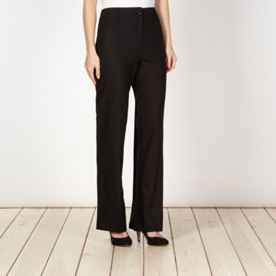Petite black plain linen blend trousers