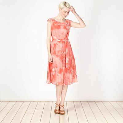 Petite pink blurred floral prom dress