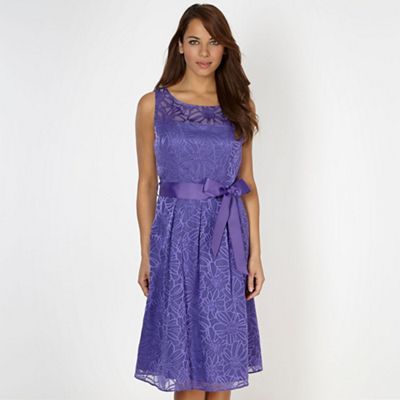 The Collection Petite Petite purple floral burnout prom dress