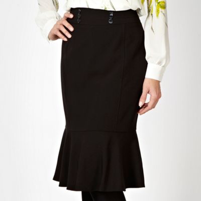 Black ruffled hem work skirt                                                                                                    