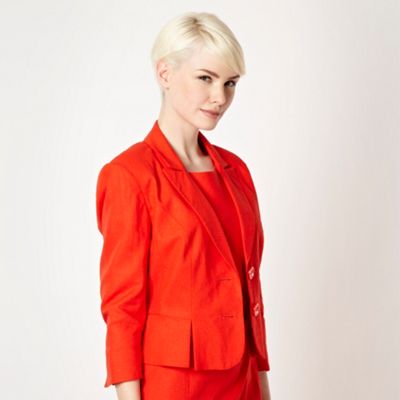 Bright orange linen blend suit jacket                                                                                           