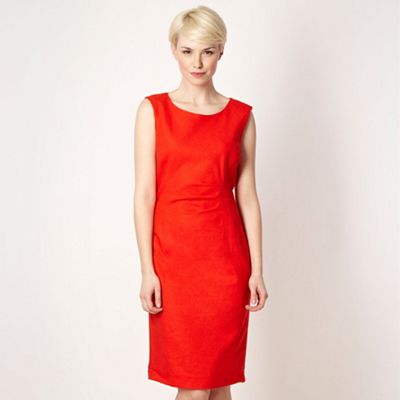 Orange linen blend work dress                                                                                                   