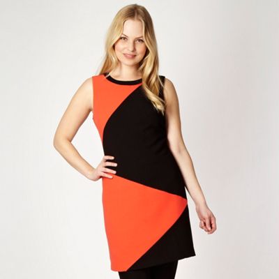 Orange zig zag colour block tunic dress                                                                                         
