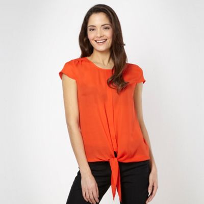 Petite orange woven tie front top                                                                                               