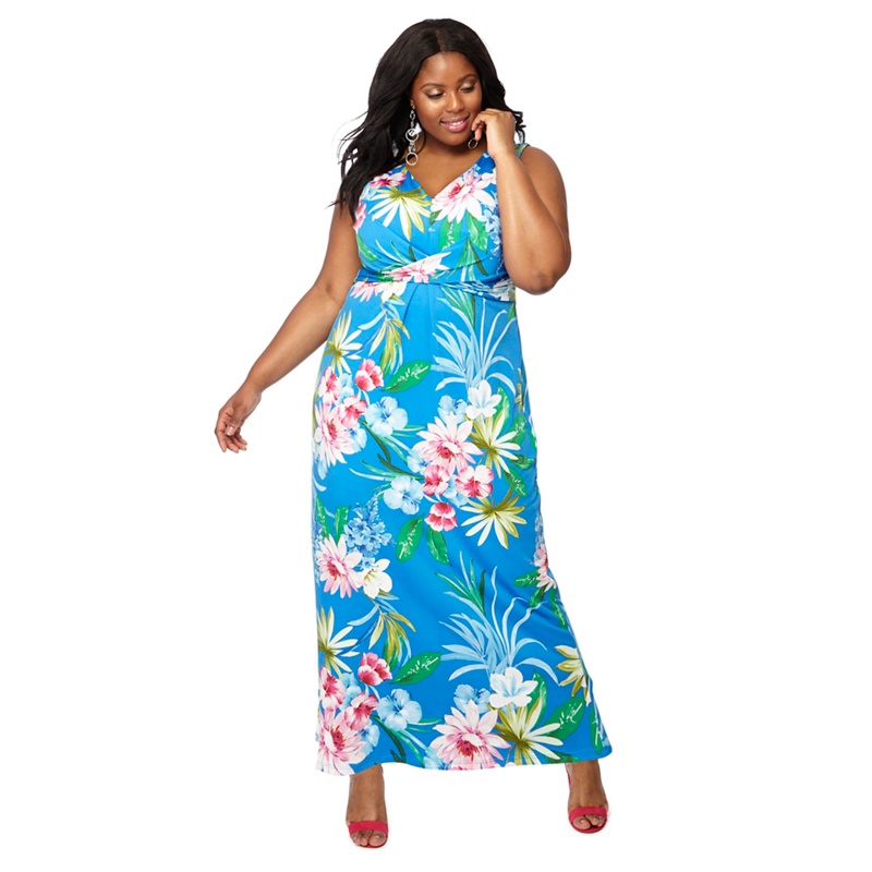 The Collection - Blue 'Honalulu' Floral Print V-Neck Plus Size Maxi Dress Review