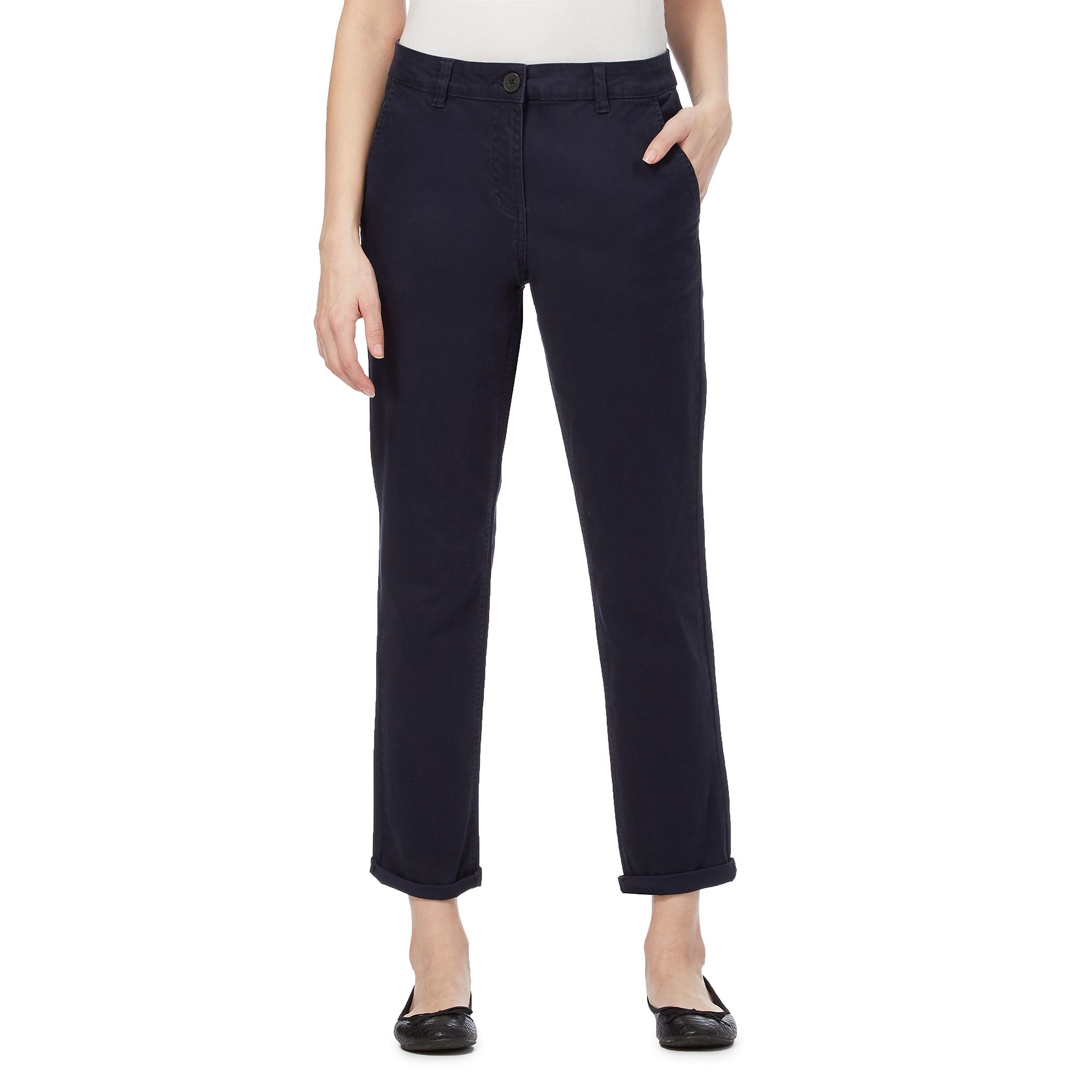 navy tapered trousers womens